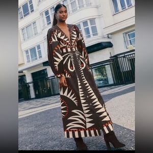 NWT AUTH FARM RIO Black Coconut Grove Puff Sleeve Maxi Dress SZ XL